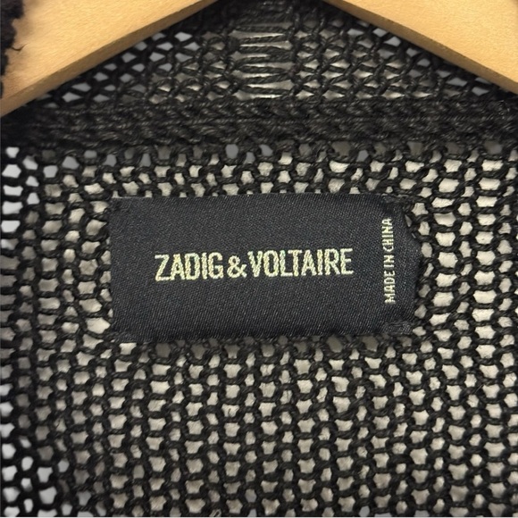 Zadig & Voltaire Jacket Linen Crochet With Leather Trim Sz Small - Picture 3 of 8
